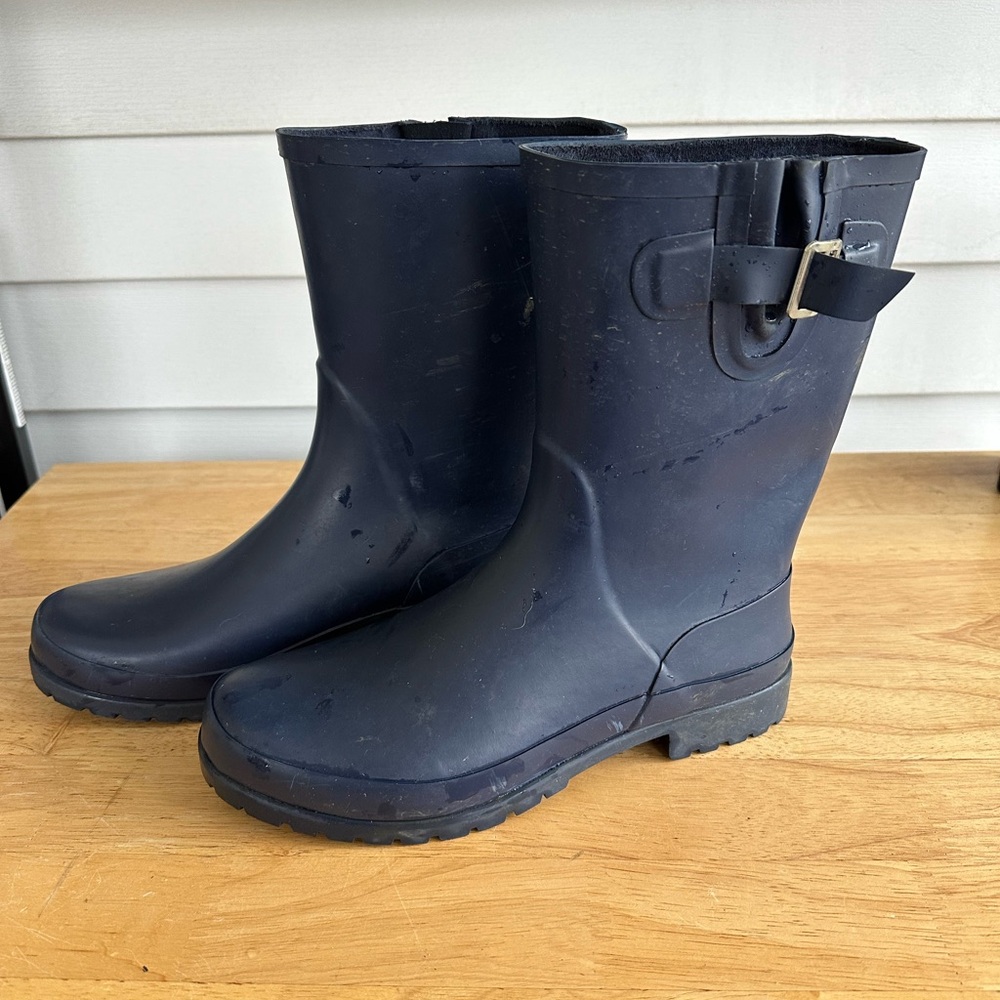 Navy Lands End Rain Boots
